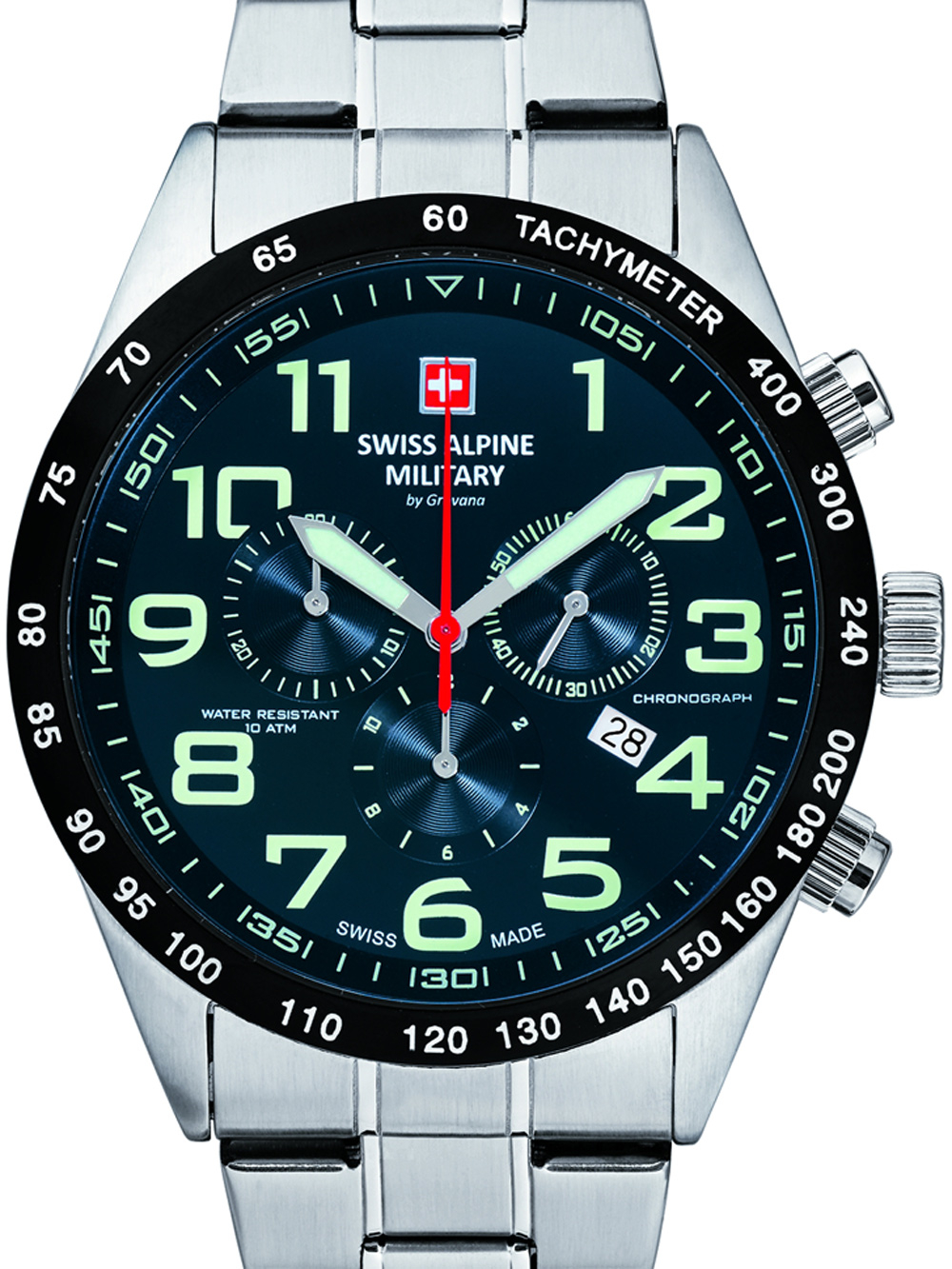 Swiss Alpine Military 7047.9135 Chronograph Mens Watch 45mm 10ATM