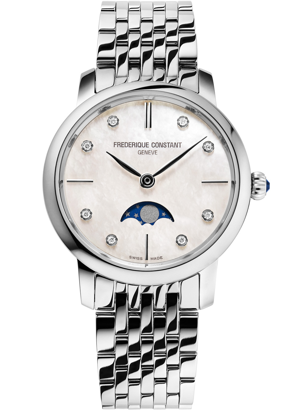 Frederique Constant FC-206MPWD1S6B Slimline Moonphase Ladies Watch 