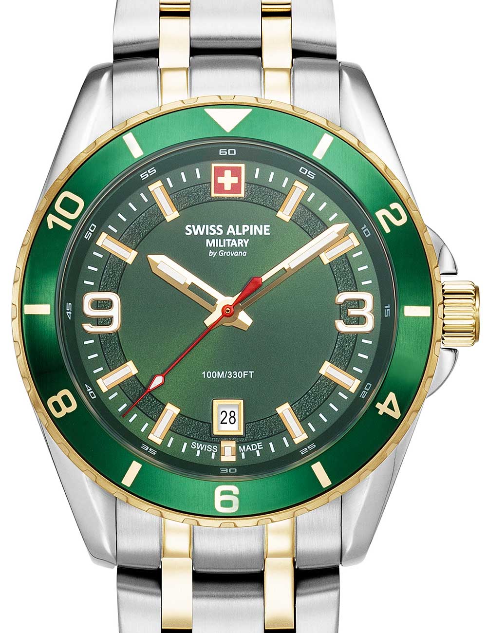 Swiss Alpine Military 7034.1144 Mens Watch Sierra two tone green 42mm 10ATM