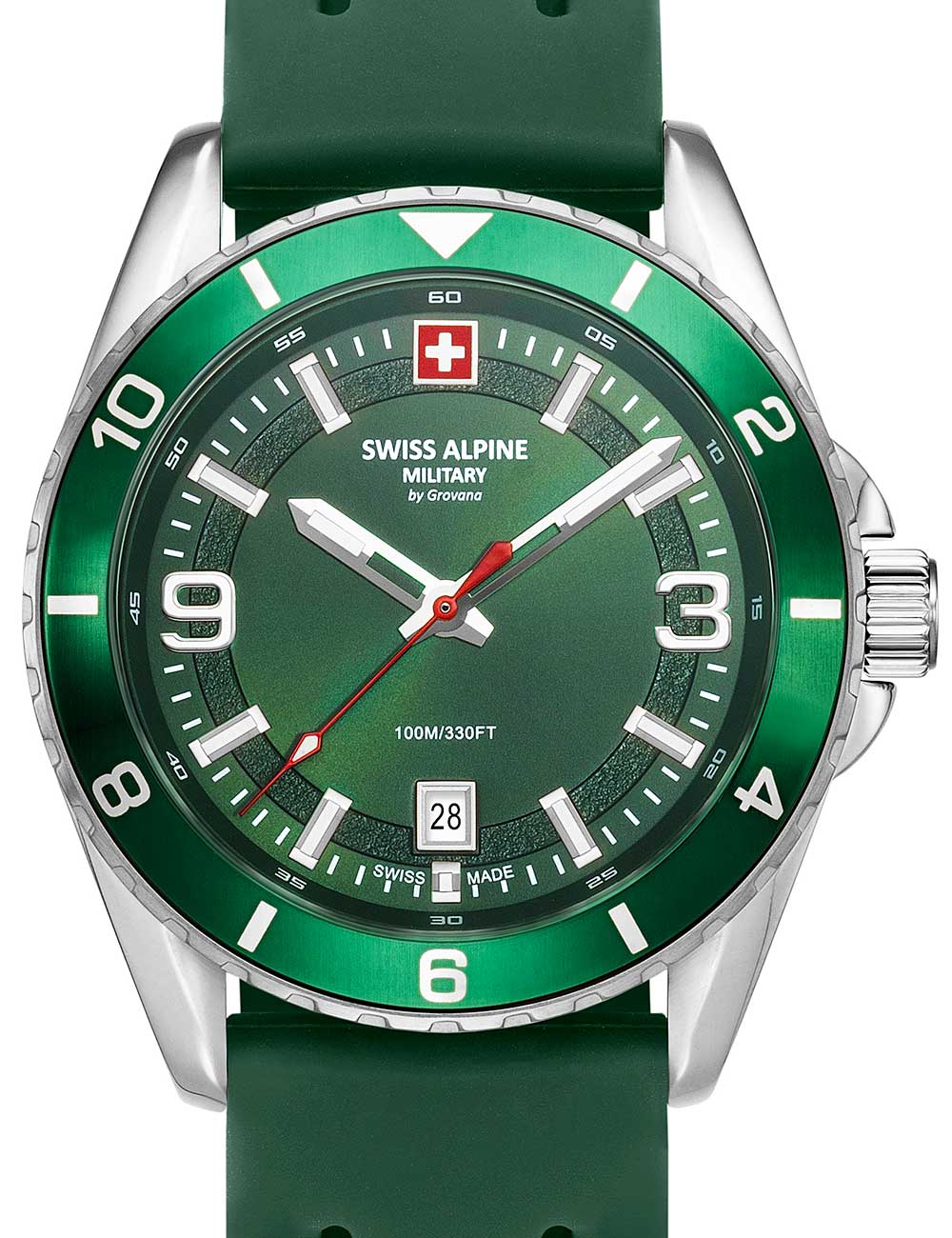 Swiss Alpine Military 7034.1834 Mens Watch Sierra silver green 42mm 10ATM