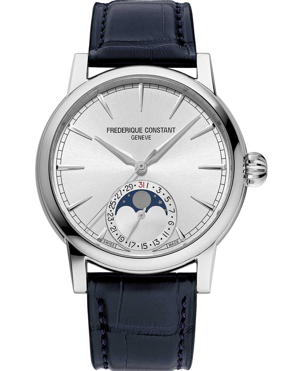 Frederique Constant FC-716S3H6 Mens Watch Classic Manufacture Moonphase Date 40mm 5ATM