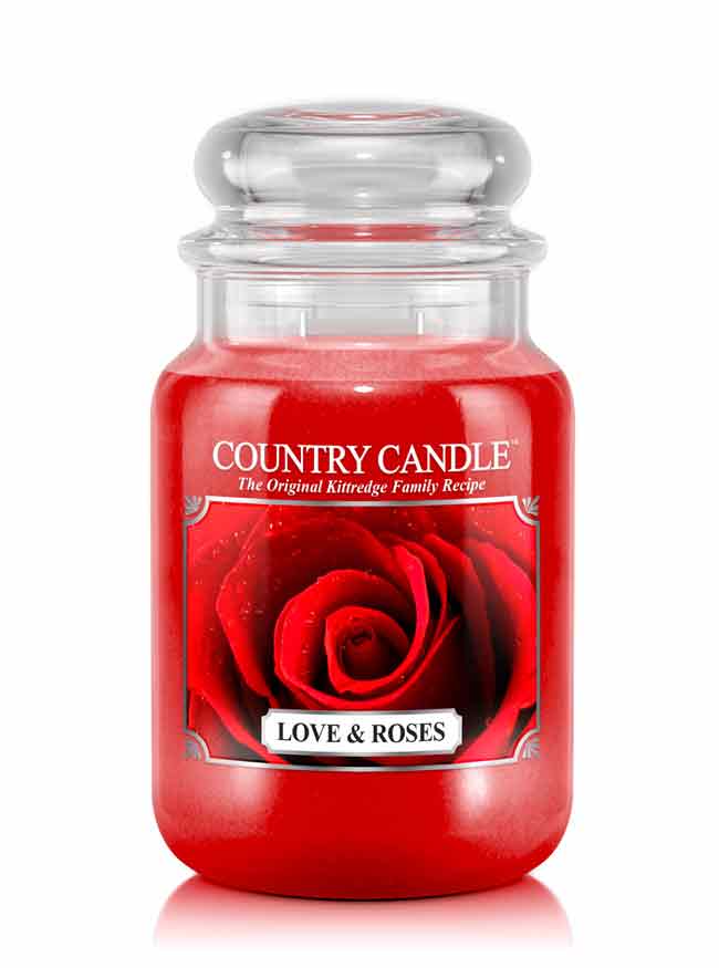 Country Candle Love & Roses μεγάλο αρωματικό κερί με 2 φιτίλι (652 g)