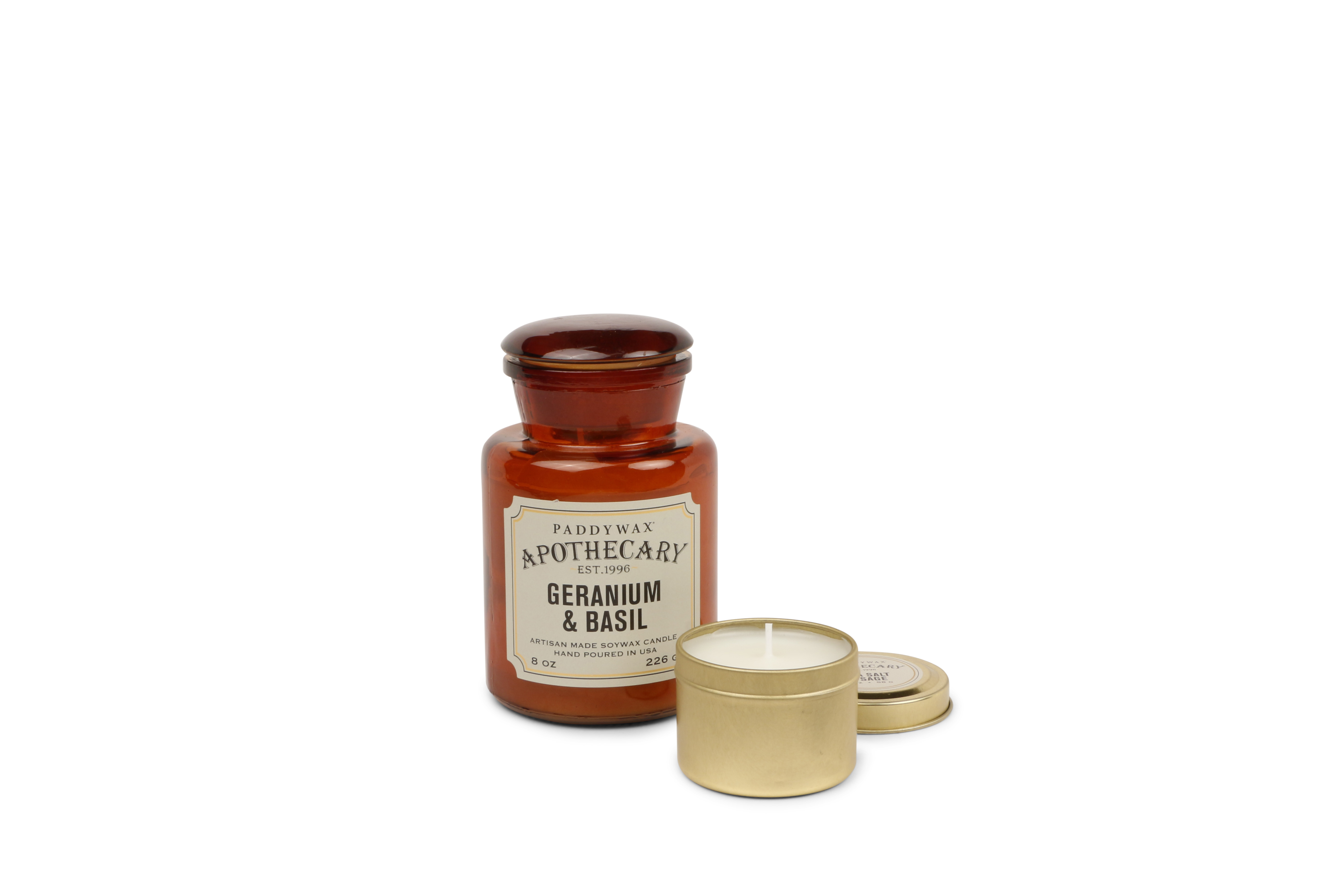 Αρωματικό κερί Paddywax Apothecary GERANIUM & BASIL (8oz / 226g)