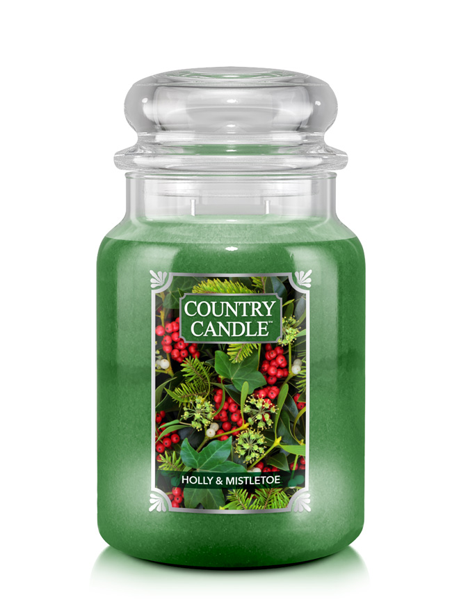 Country Candle Holly & Mistletoe μεγάλο αρωματικό κερί 2 φυτιλιών (652 g)