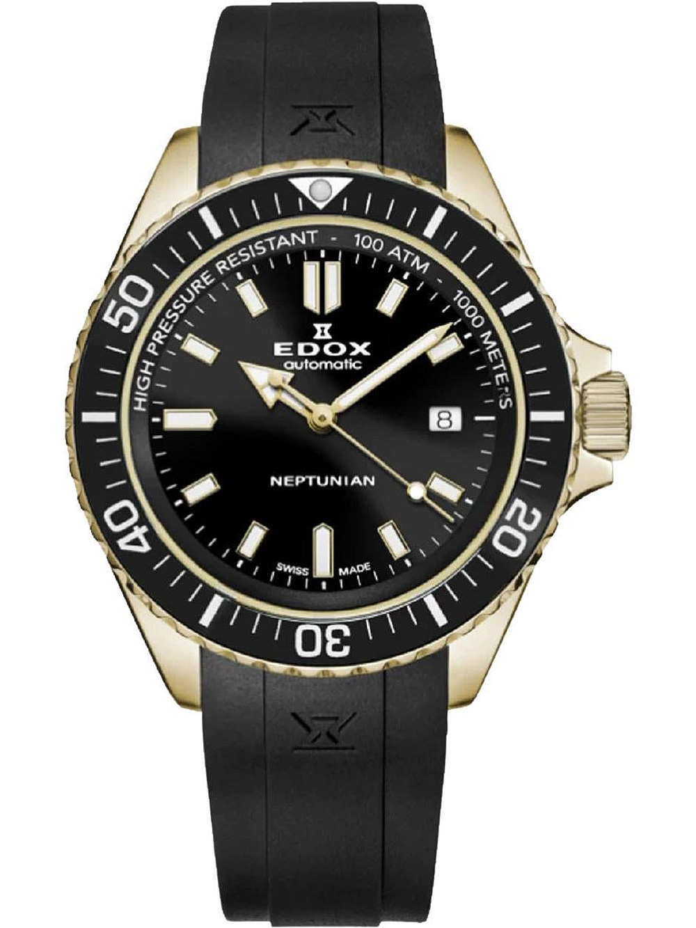 Edox 80120-37JCA-NID Neptunian Automatic Mens Watch 44mm 100ATM